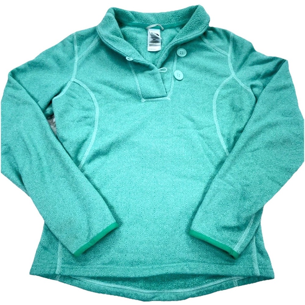 North‎ Face Sweater Women Small Green Pullover Shawl Neck Henley Fleece Lined